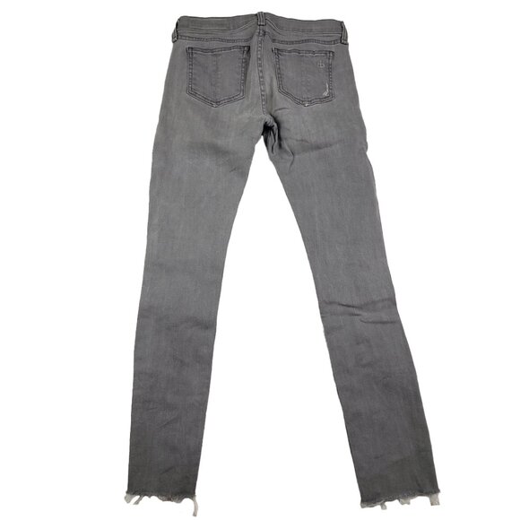 rag & bone Grey Skinny Jeans Size 27 Raw Hem Distressed Low Rise Grunge Denim - Picture 3 of 16